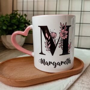 Caneca personalizada, Alça de coração colorida